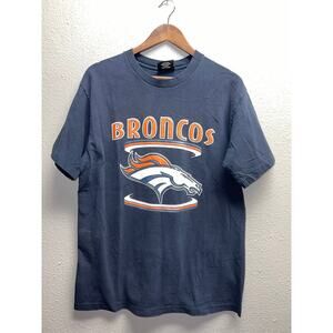 Vintage Denver Broncos Blue Shirt Logo Concert Sports NFL Football 90s Tee Large